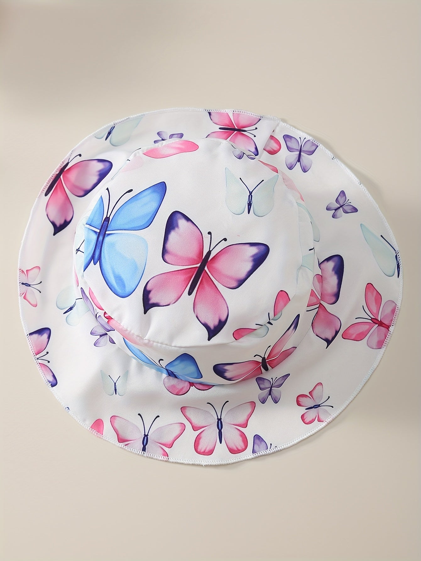 2pcs Baby Girl Butterfly Print Dress Set with Fly Sleeves and Sun Hat for Summer Fun