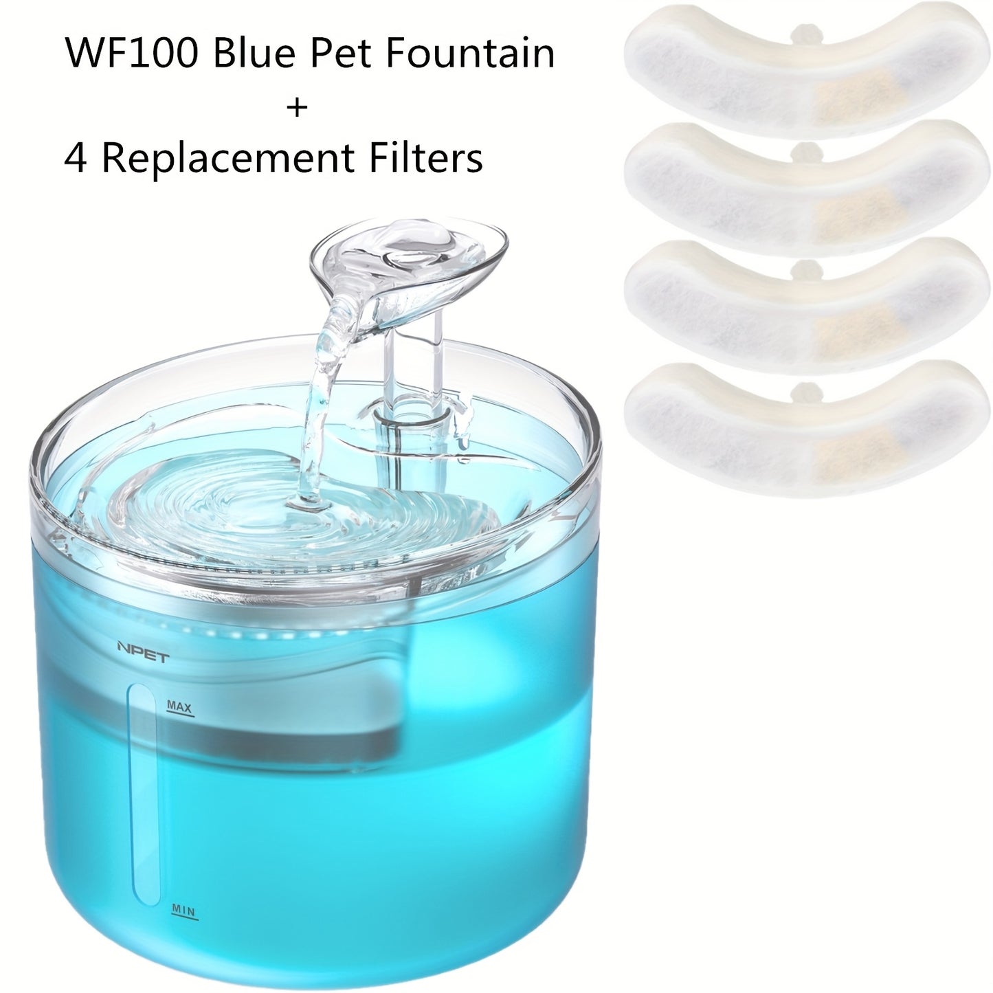 NPET 54oz Automatic Cat Fountain Ultra Silent Water Dispenser with LED Lights