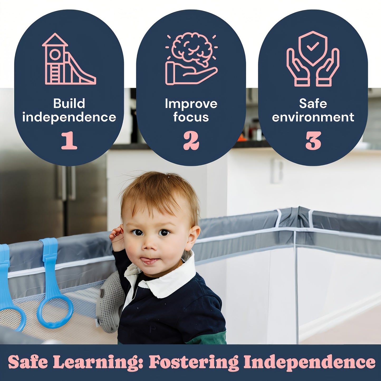 50x50 Inch Baby Playpen with Soft Mesh and Skin Friendly Fabric for Indoor and Outdoor Fun