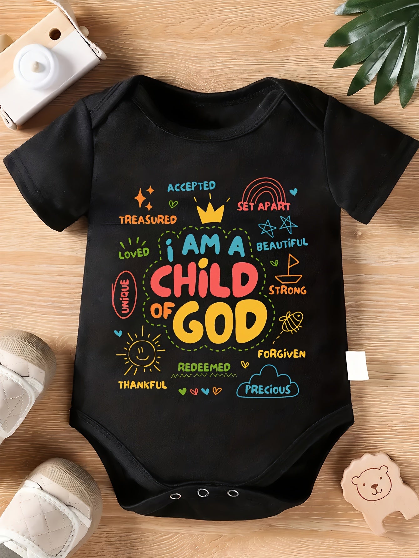 Adorable I Am A Youngster Of God Print Cotton Bodysuit for Family Matching Events