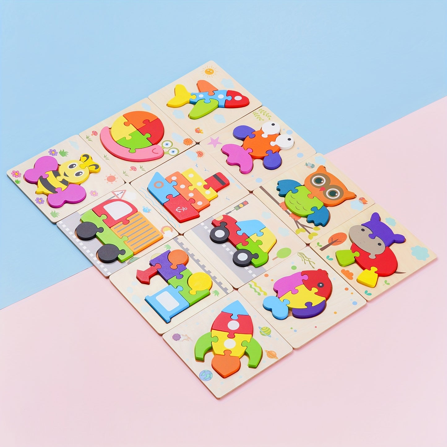 12pcs Jigsaw Puzzles for Toddlers Educational Toys for Boys and Girls Learning Fun