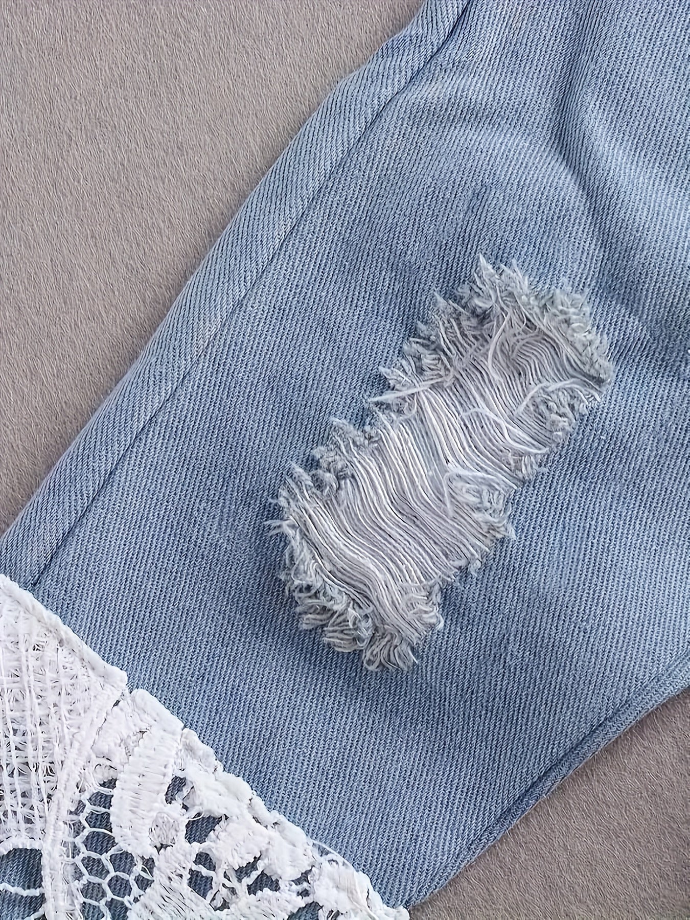 Coquette Baby Outfit 3Pc Lace Romper Denim Set Headband