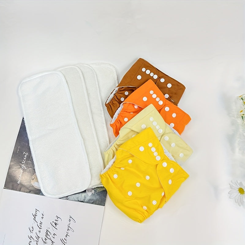 8pcs Washable Cloth Diapers Set for Newborn to 3 Years Adjustable Reusable Baby Essentials