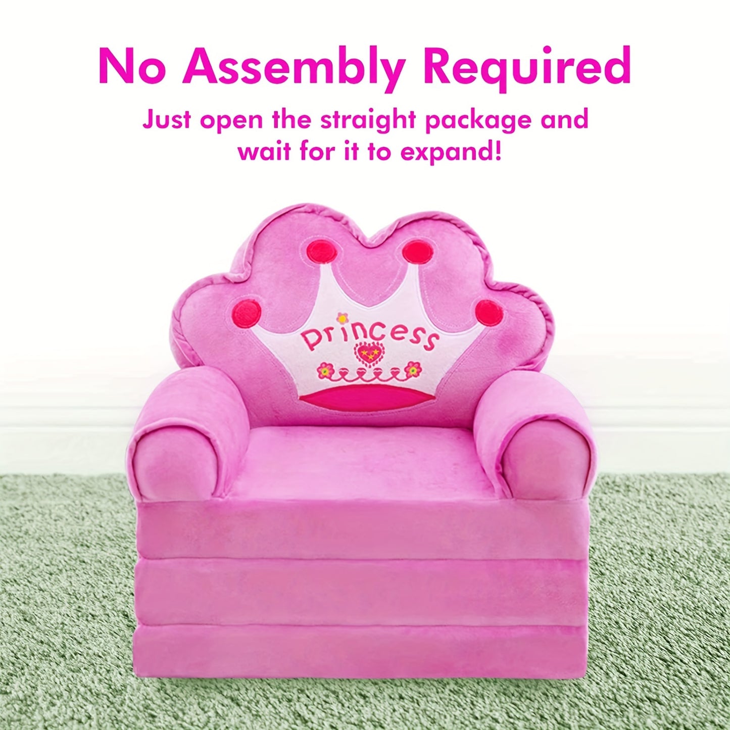 Foldable Multifunctional Pink Sofa With Pillow and Armrests for Teenagers and Game Rooms