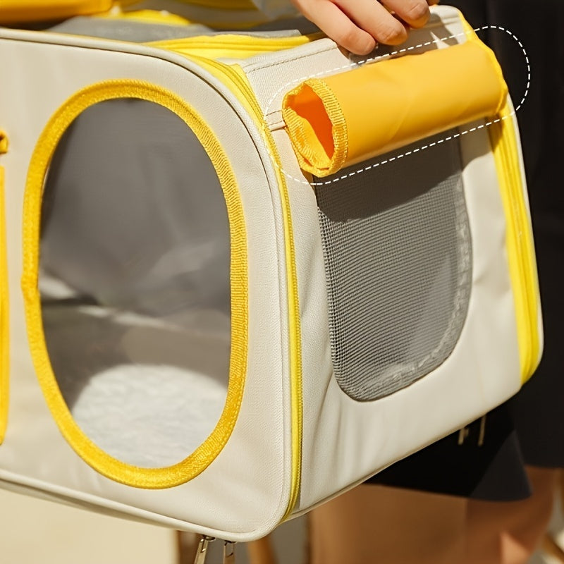 Foldable Portable Pet Backpack with Breathable Mesh for Cats and Dogs Airline Approved Yellow