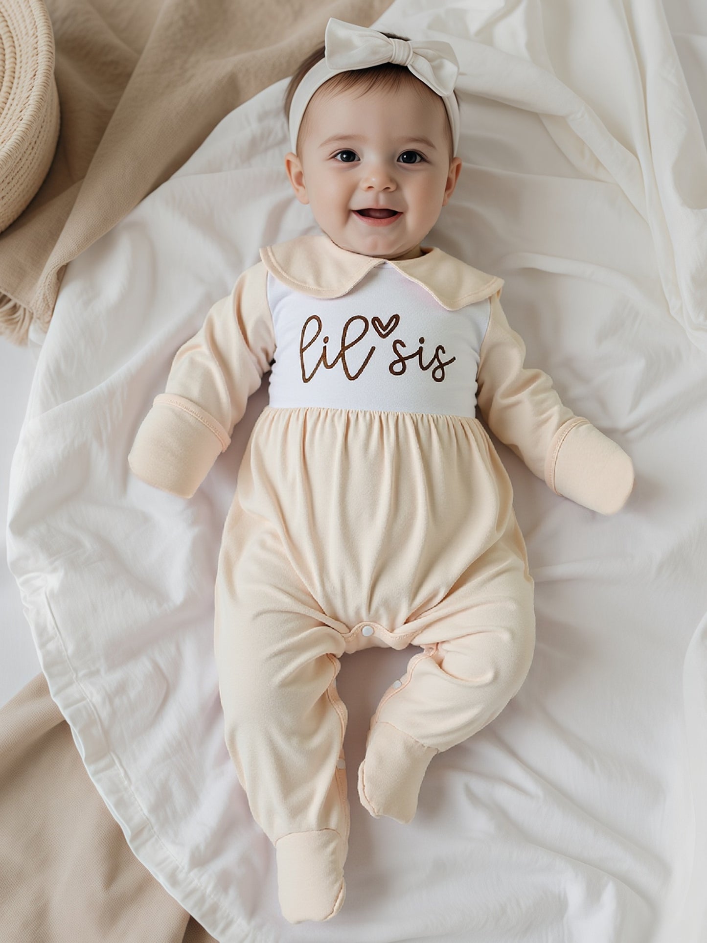 Newborn Baby Girl Cozy Long Sleeve Romper Ruffled Collar