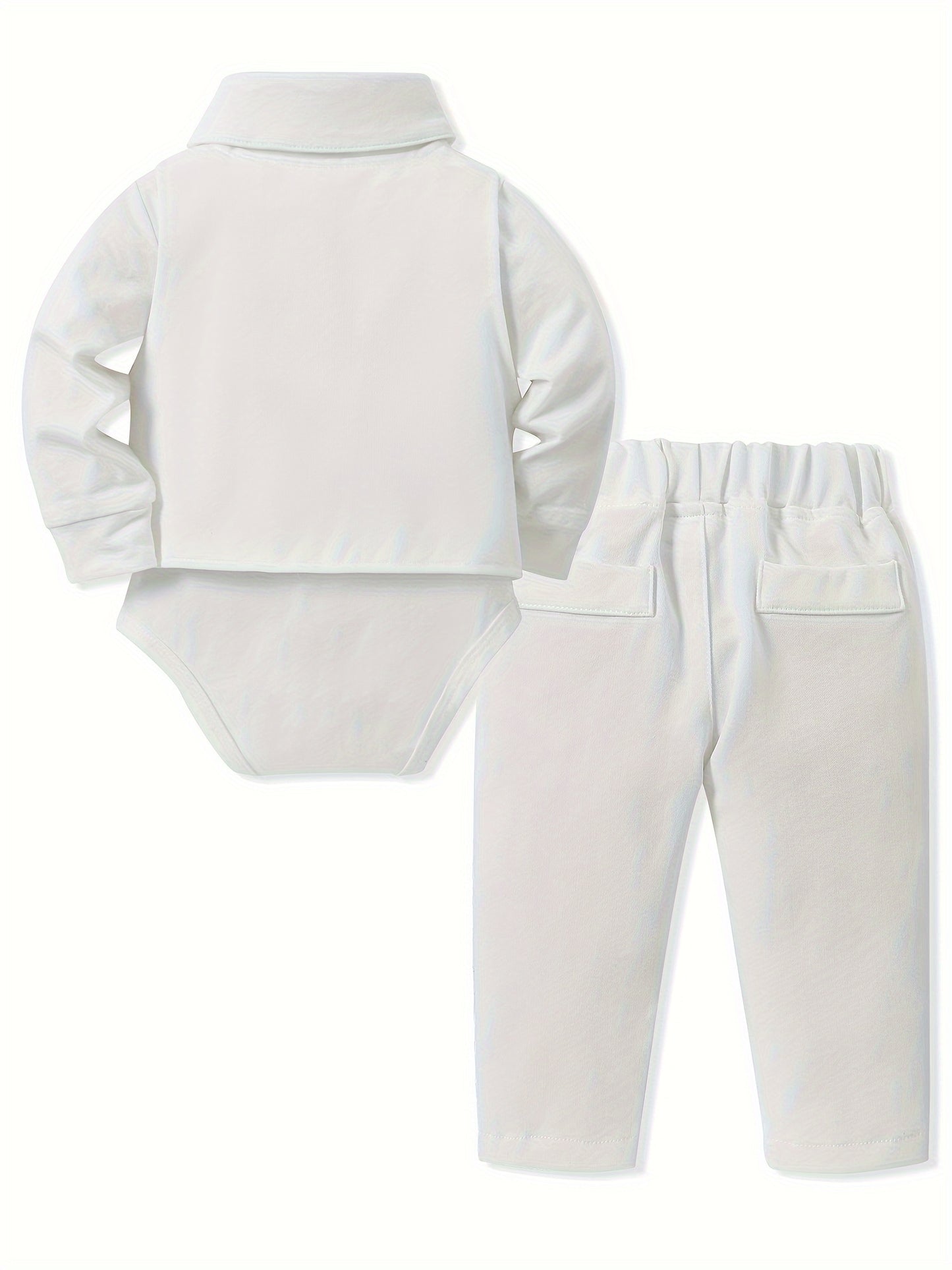 5pcs Baby Boy Long Sleeve Gentleman Suit Baby Boy Holiday Party Wedding Dress Suit One-Piece Shirt, Vest, Trousers, Bowtie, Corsage 0.0-78.74ft Soft And Comfortable Cotton Toddler Clothing