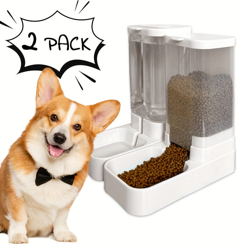 2pcs Automatic Dog Food and Water Dispenser Non Electric Transparent Durable Design