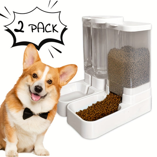 2pcs Automatic Dog Food and Water Dispenser Non Electric Transparent Durable Design