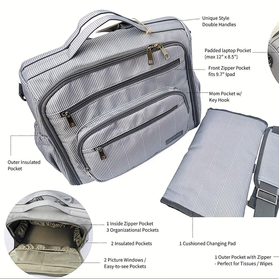 Diaper Bag Backpack, Multifunctional Travel Backpack, Shoulder Bag, Maternity Diaper Changing Bag. It Features A Large Capacity, Is Waterproof And Stylish. It'S A Must - Have Item And A Great Gift Choice For Festivals.