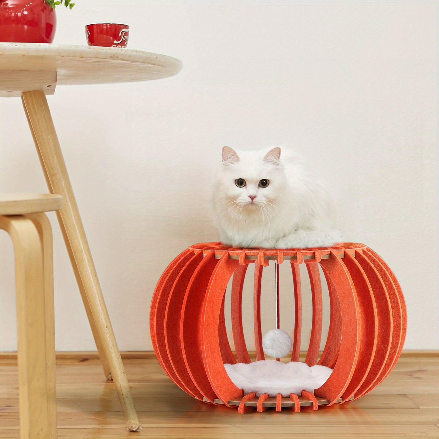 BTY Wool Felt Cat House Pumpkin Bed with Cushions Ideal for Cats Dogs and Reptiles