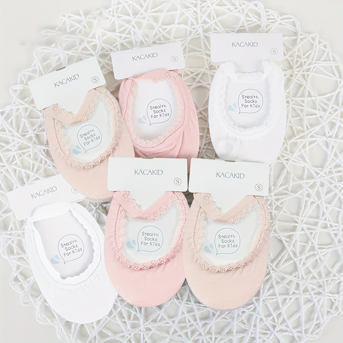 6 Pairs Baby Girls Lace-up Socks Cute Summer Boat Socks Soft Knit for Ages 12 and Under