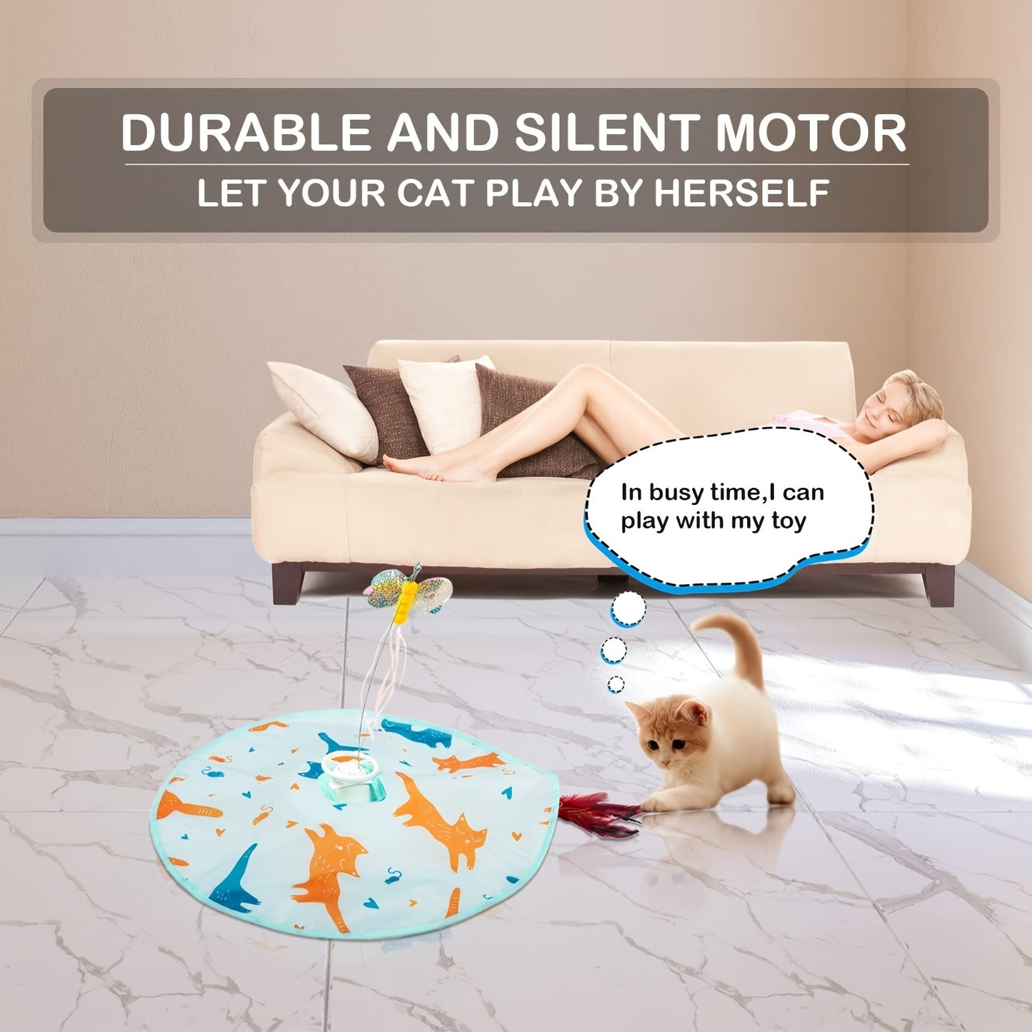 Valonii 2-in-1 Rechargeable Motion Activated Interactive Cat Toy for Indoor Cats