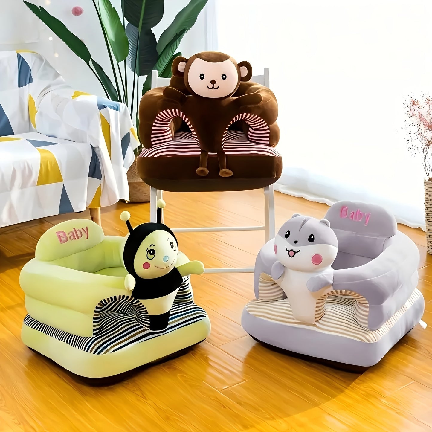 Adorable Cartoon Sofa Chair for Youngsters Soft Cotton Portable Space-Saving Design