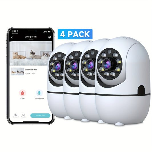1080P Wireless Indoor Security Cameras 4Pcs with Night Vision Pan Tilt Motion Detection