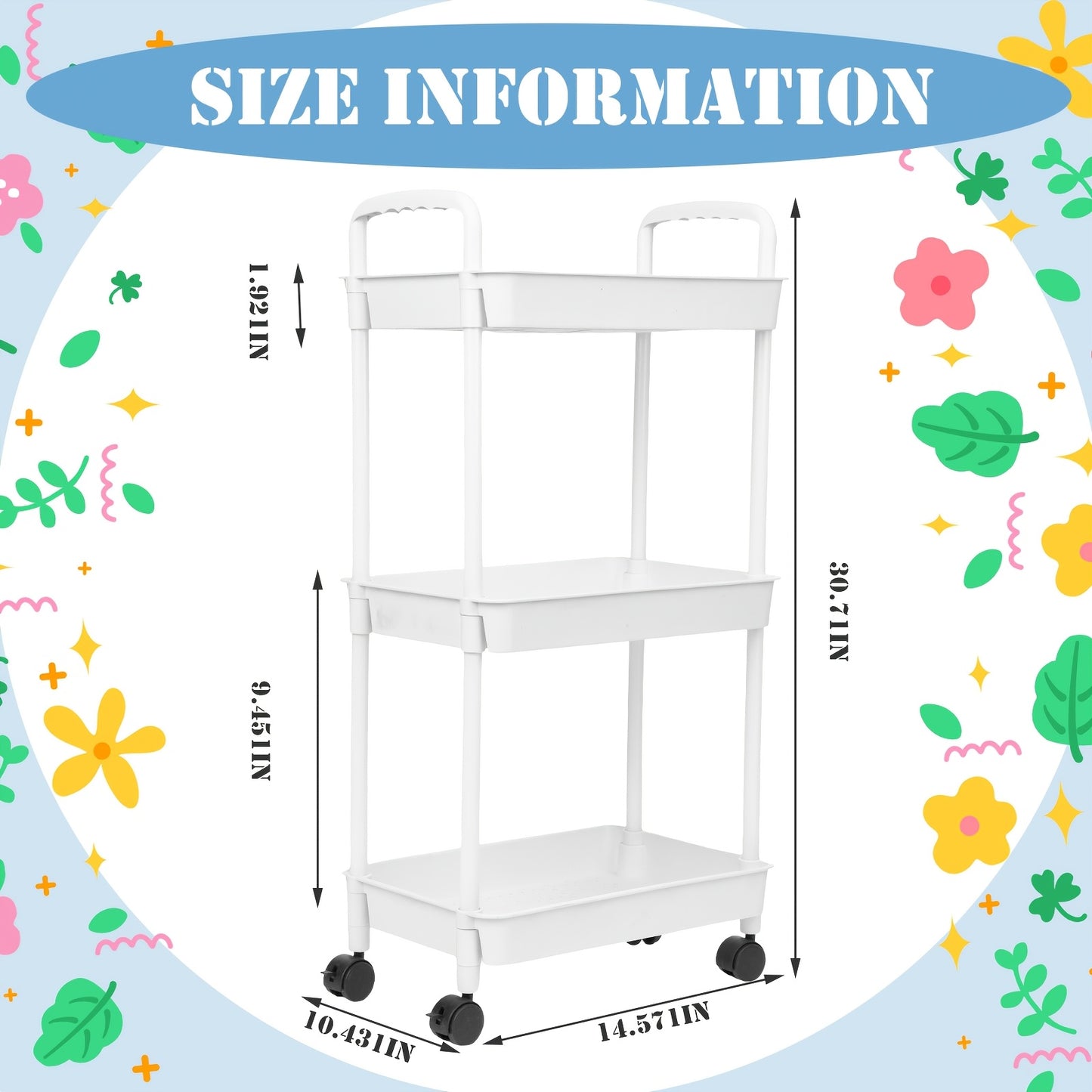 3 Tier Movable Diaper Caddy Organizer Cart for Nursery and Changing Table Essentials