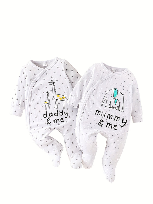 2pcs Cute Baby Boy Romper Long Sleeve Infant Jumpsuit Soft Cotton Outfit for Outdoors