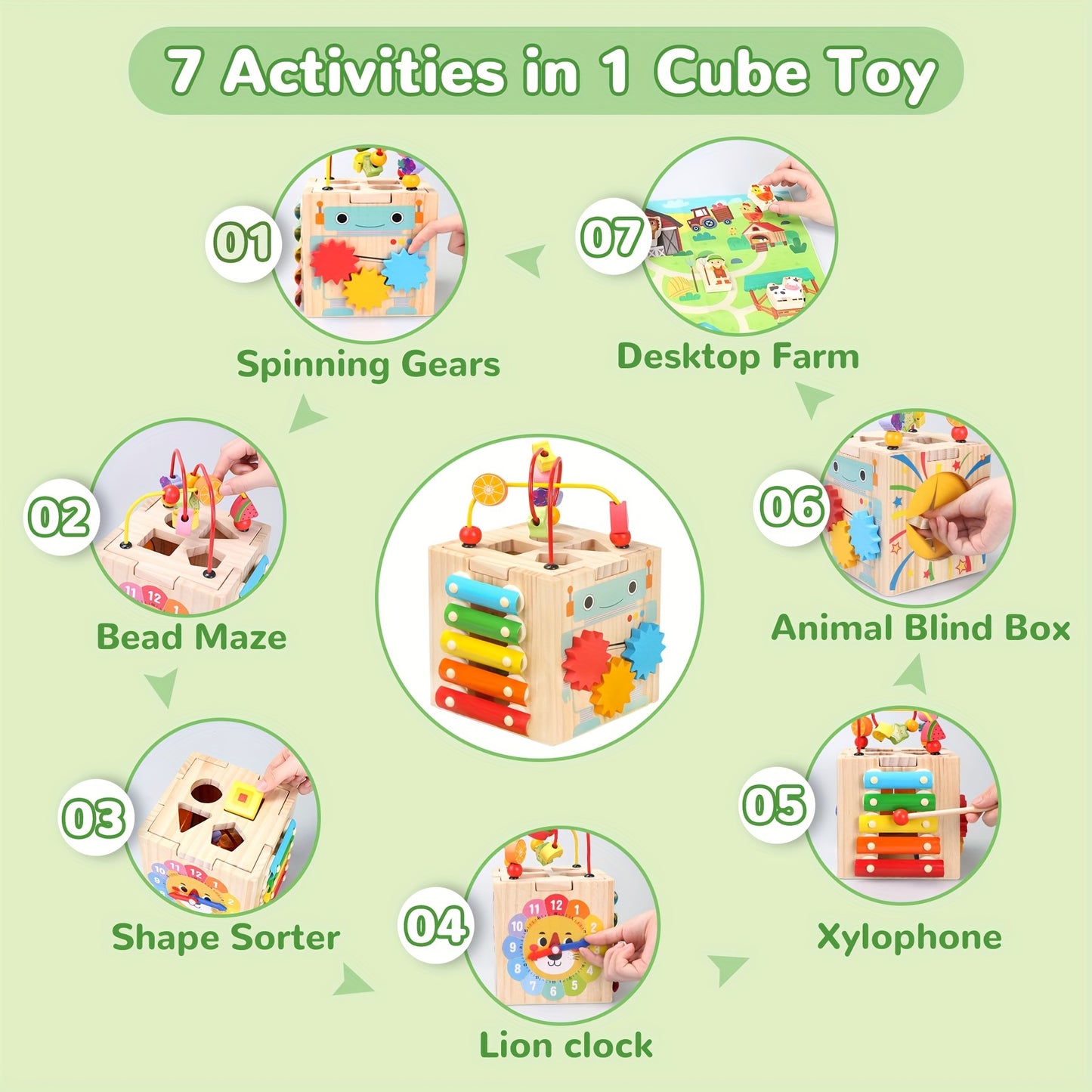 Orange And Yellow Bead Tower Toy With 16 Accessories For Early Education Fun