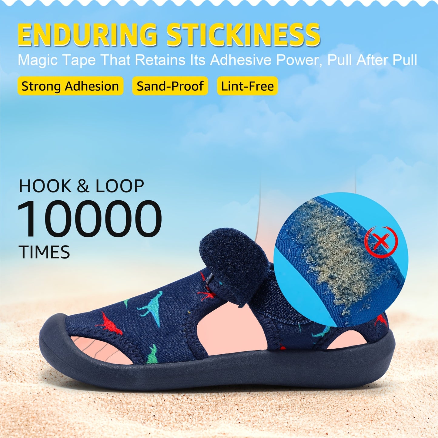 Boys Water Shoes with Cartoon Print Breathable Fabric and TPR Sole for Summer Fun