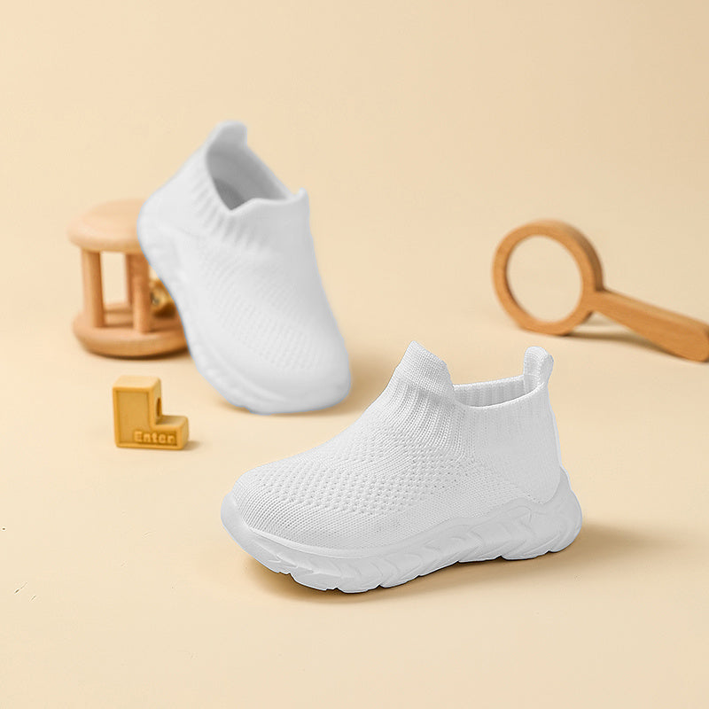2025 Trendy Unisex Preschool Sports Shoes Slip-On Breathable Fabric Cushioned EVA Sole