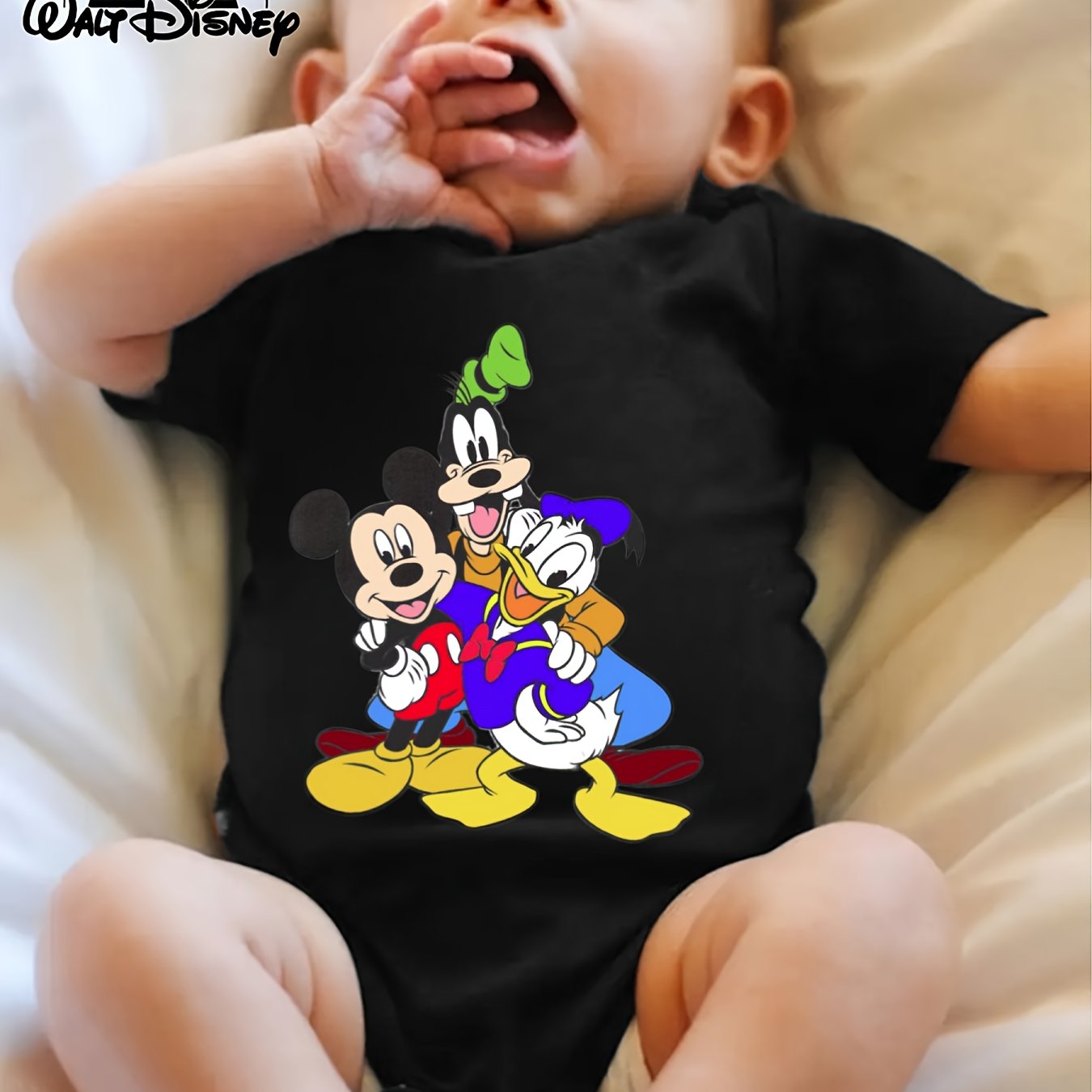 Disney Baby Short Sleeve Crawling Onesie Cute Triangle Print for Outdoor Fun 0-3 Years