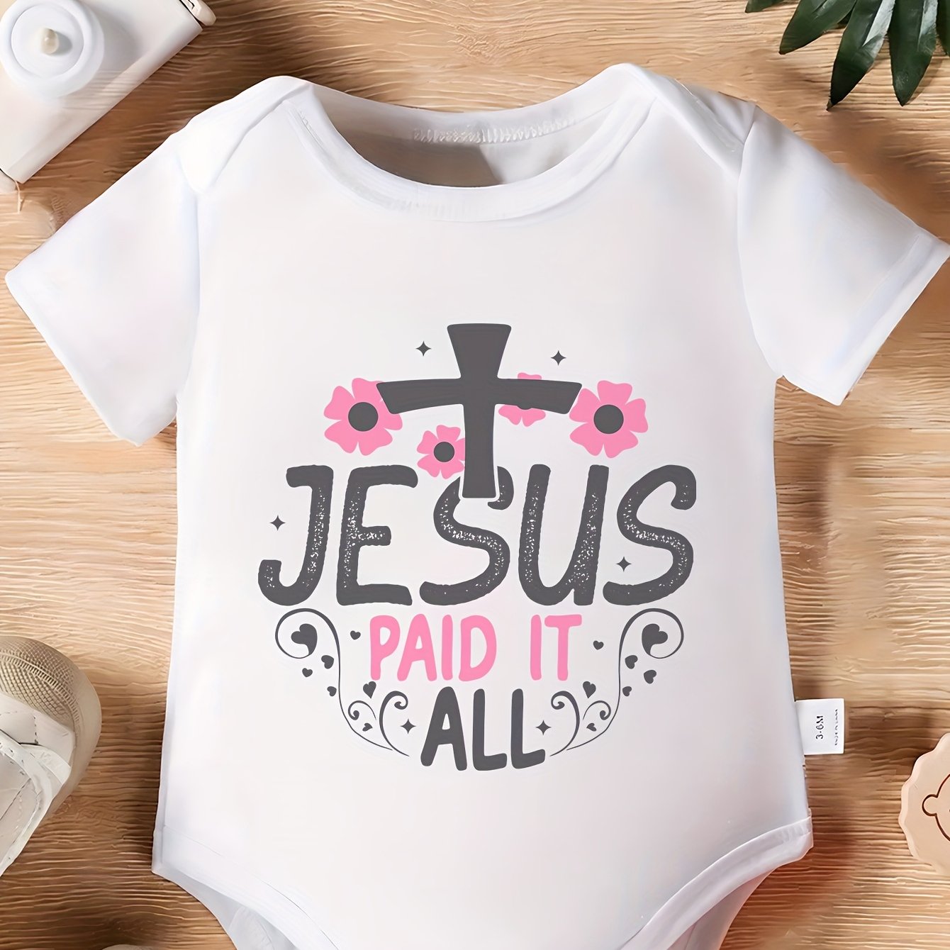 Love Paid It All Baby Onesie Cotton Short Sleeve Lightweight Alphabet Pattern Spring Summer