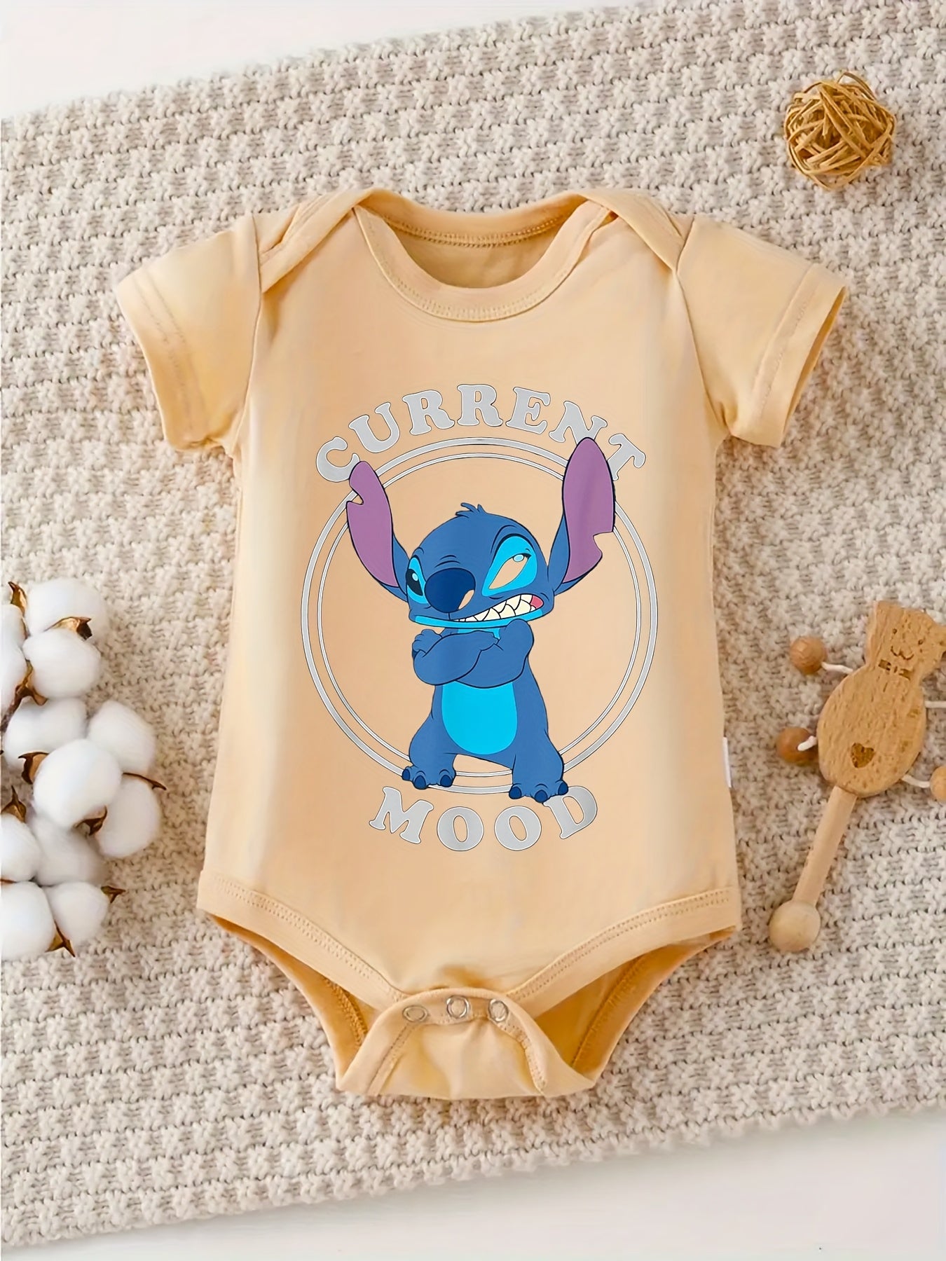 Disney Lilo and Stitch Angry Stitch Baby Crawl Clothes 100 Percent Cotton Perfect for Outdoor