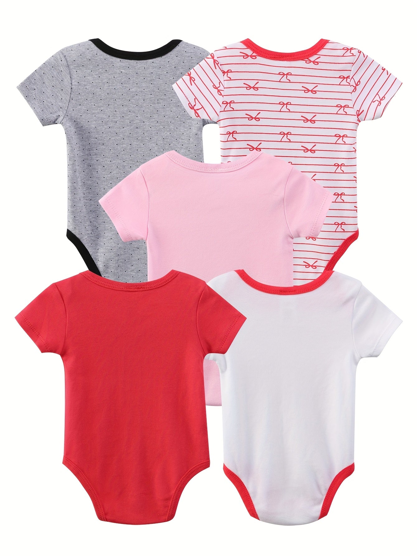 Soft Cotton Baby Girl Onesies 5 Pack Floral Heart Rompers