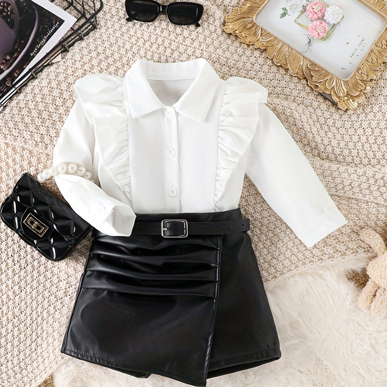 Baby Girl Summer Fashion Two-Piece Top and Skirt Set for Outdoor Adventures