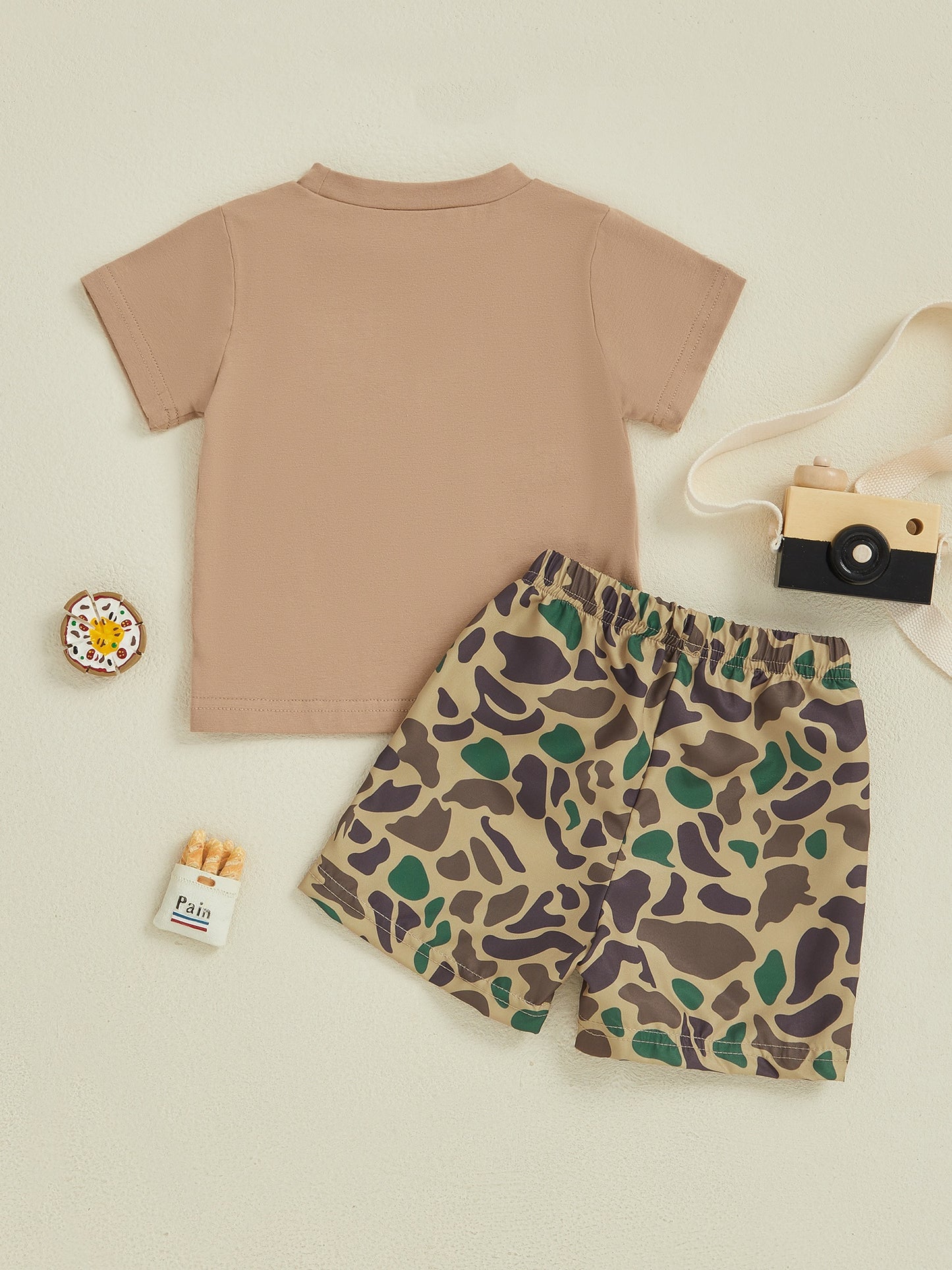 Toddler Baby Boy Summer Outfit Camouflage Pattern Crew Neck Short Sleeve T-Shirt with Shorts 2pcs Set, for Outdoor