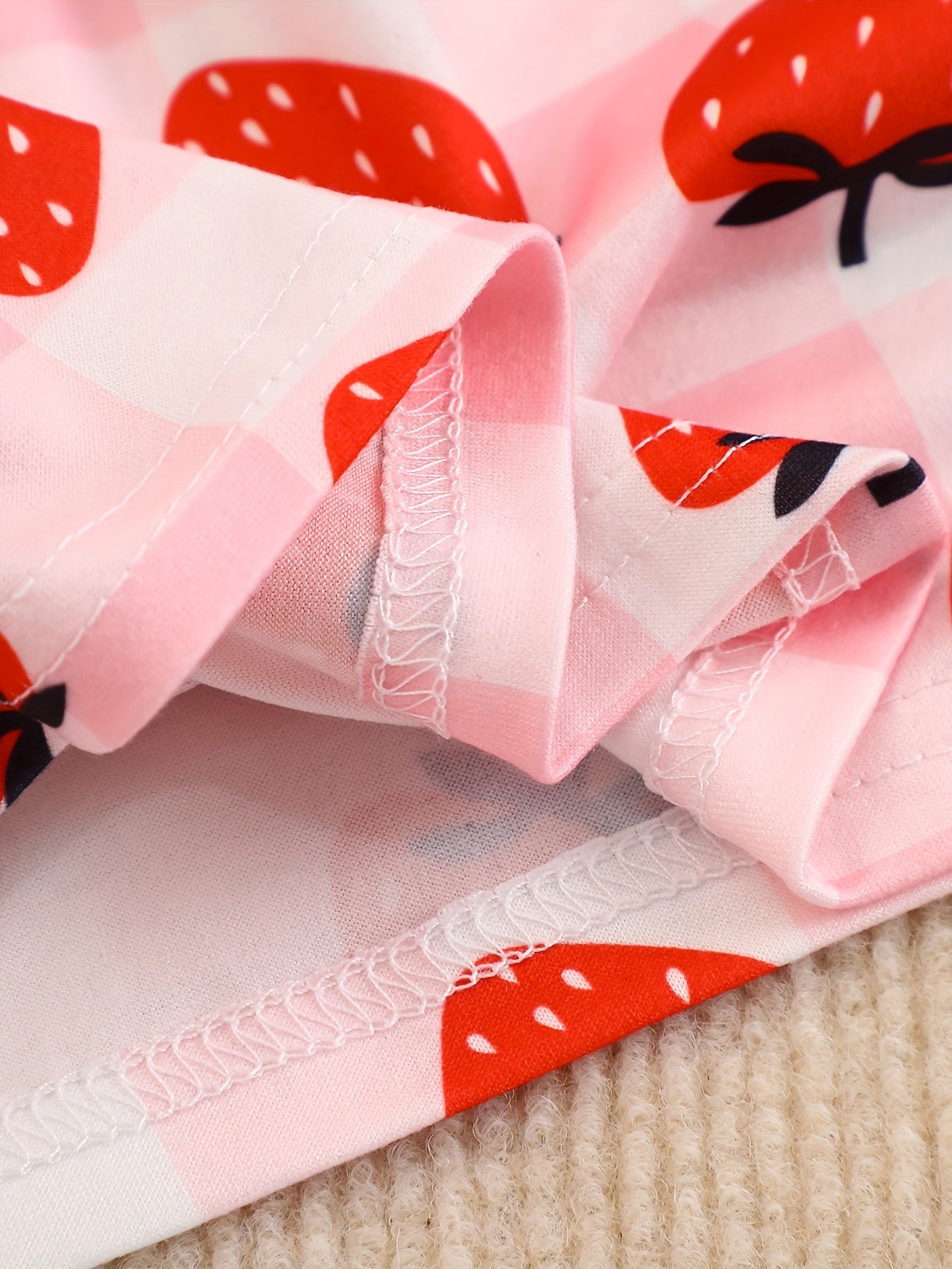 Ten-Pack Girls' Casual Style Red Strawberry, Blue Heart Bowknot, Pink Rose Print Pattern Soft Stretch Knit Fabric, Vest Skirt Shorts Set, for Outdoor