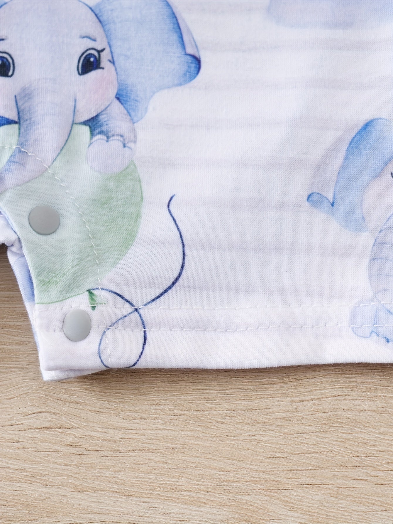 Summer Elephant Stripes Romper Adorable Cartoon Print Short Sleeve Unisex Jumpsuit