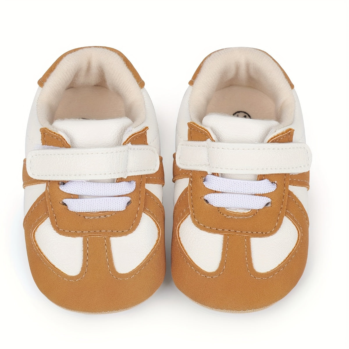 Toddler Sneakers - Casual Minimalist Style with Splicing Design, Solid Color, Low Top, Easy Closure, Rubber Sole, Fabric Insole & Lining, Upper, Suitable for Infants & Toddlers 0-12 Months - Spring/Fall Collection