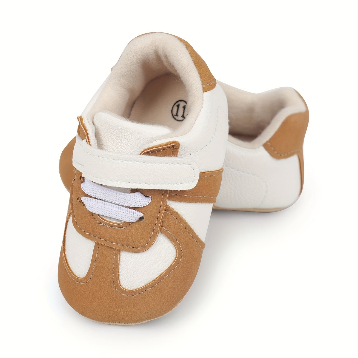 Toddler Sneakers - Casual Minimalist Style with Splicing Design, Solid Color, Low Top, Easy Closure, Rubber Sole, Fabric Insole & Lining, Upper, Suitable for Infants & Toddlers 0-12 Months - Spring/Fall Collection