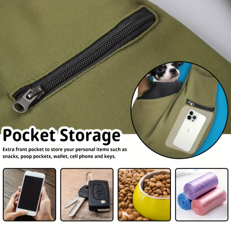 Cuby Adjustable Dog Cat Sling Carrier Padded Bottom