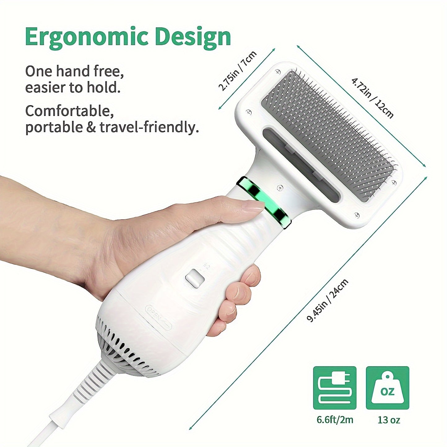 LIVEKEY 2-in-1 Pet Grooming Dryer and Slicker Brush for Dogs and Cats with Adjustable Heat