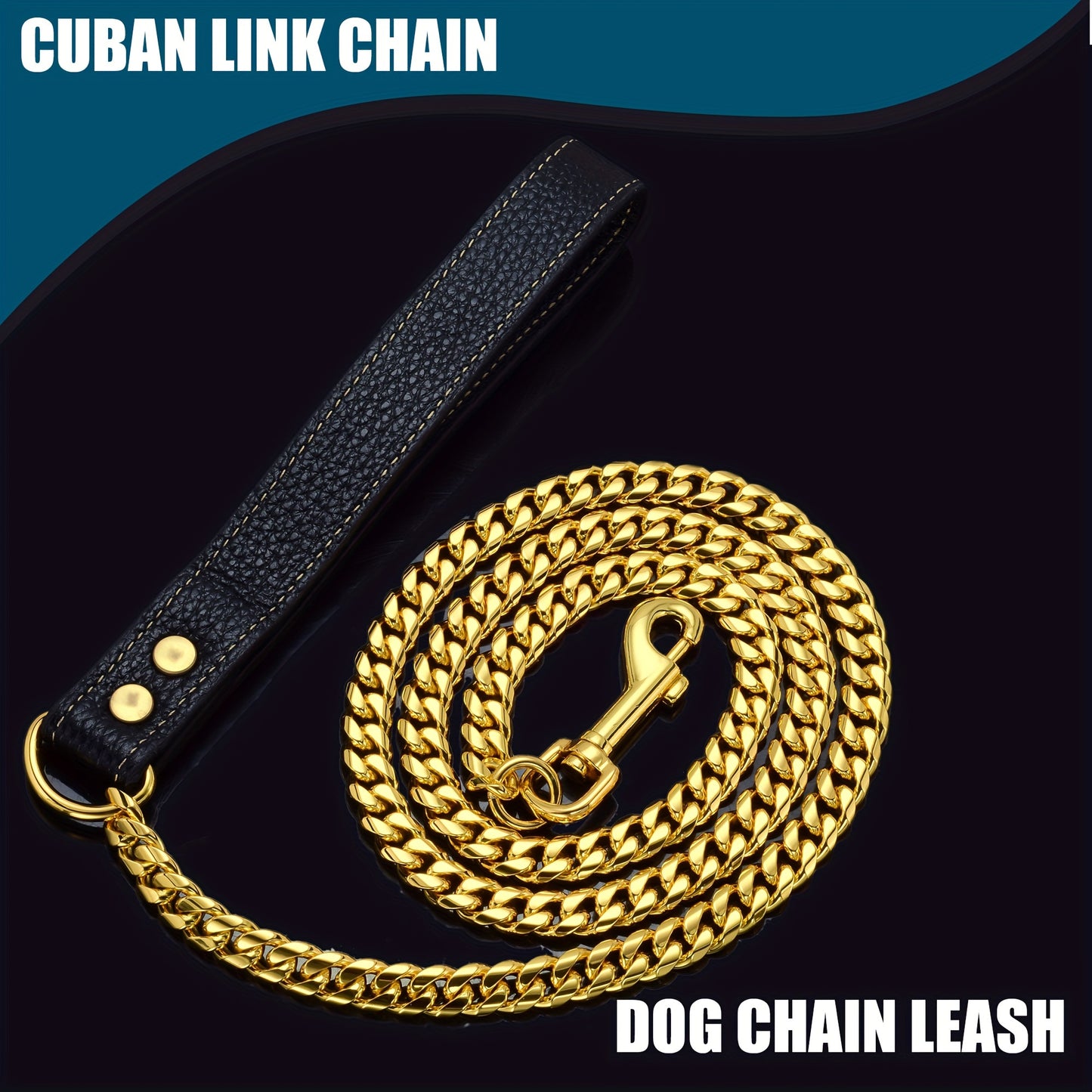 LuxLife 10mm Stainless Steel Dog Leash – Chew-Proof and Waterproof with Leather Handle