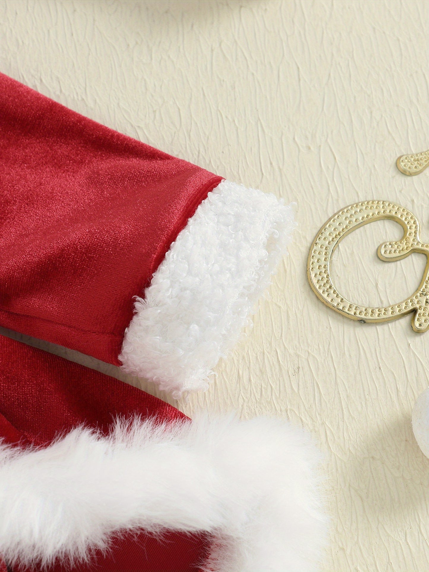 Infant Newborn Baby Girls Christmas Romper Dress Plush Patchwork Long Sleeve Jumpsuits and Cute Santa Hat Set Fall Winter Outfits, Perfect for Outdoor