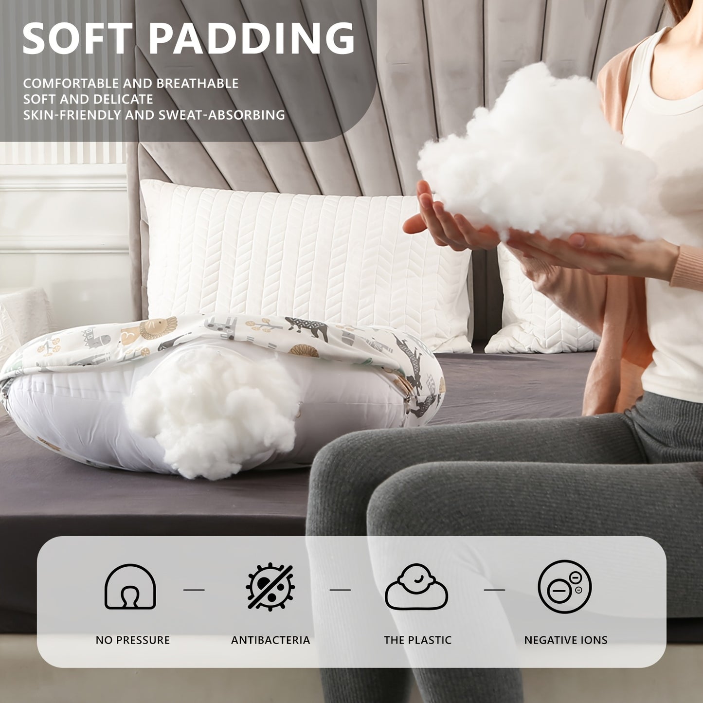 C Shaped Multifunctional Breastfeeding Pillow with Removable Pillowcase for Newborns