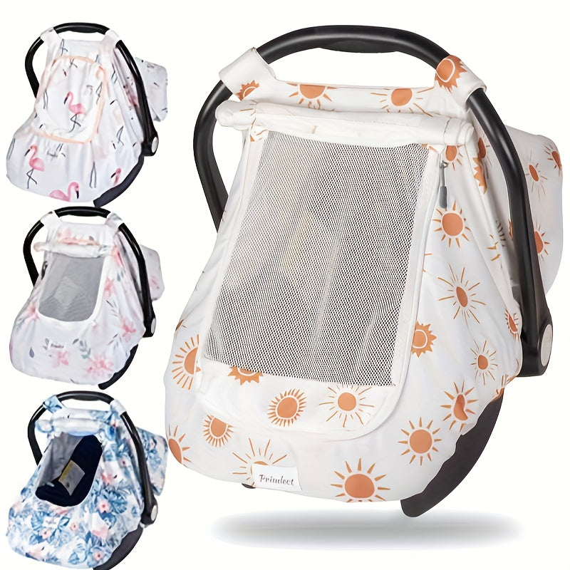 Stretchy & Breathable Baby Car Seat Covers with Peekaboo Design - Kick-Proof & Windproof Infant Carseat Cover for Boys & Girls, Large Window Safety, Durable Polyester Material, Multiple Colors (Light Blue, Pink, Purple, Green