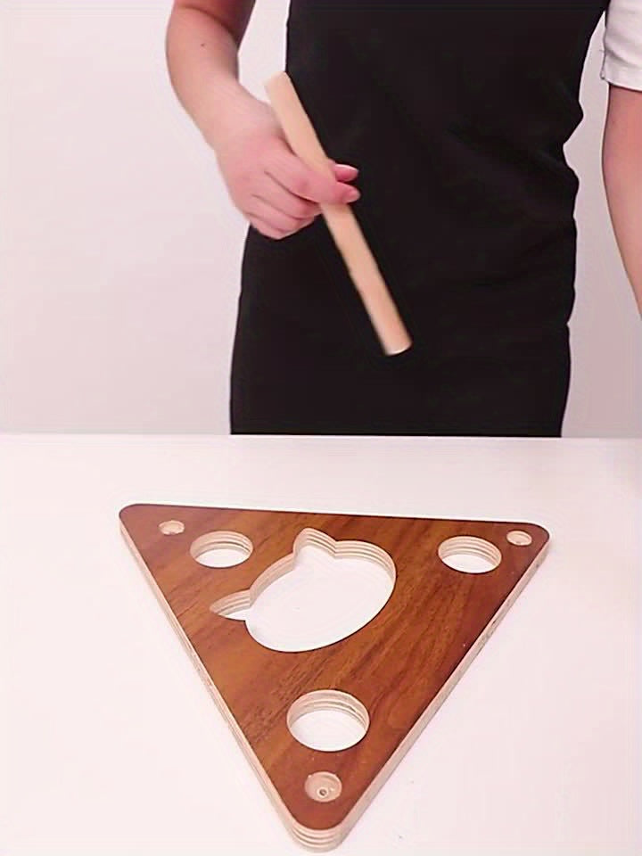 Sisal Rope Cat Scratching Ball Toy with Solid Wood Base for Interactive Play