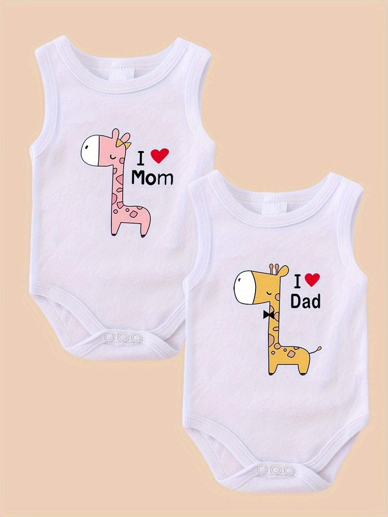 2pcs Baby Onesies - Cute Parent-Love Bodysuits, Soft White Cotton Newborn Outfits, Easy Diaper change, Machine Washable Infant Clothing Gift for Birthdays & Father's/Mother's Day, Baby Clothes, Diaper Change Friendly, Playful