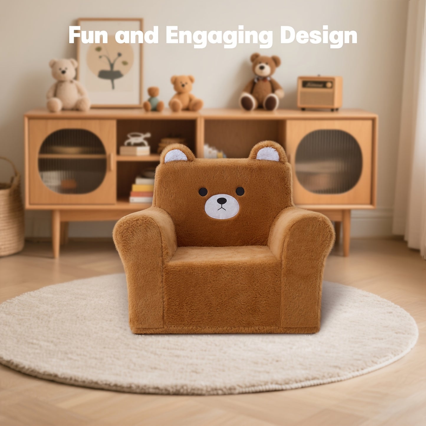 Non-Toxic Kids Armchair with Memory Foam for Ages 1.5 to 3 Years Safe and Easy-Clean