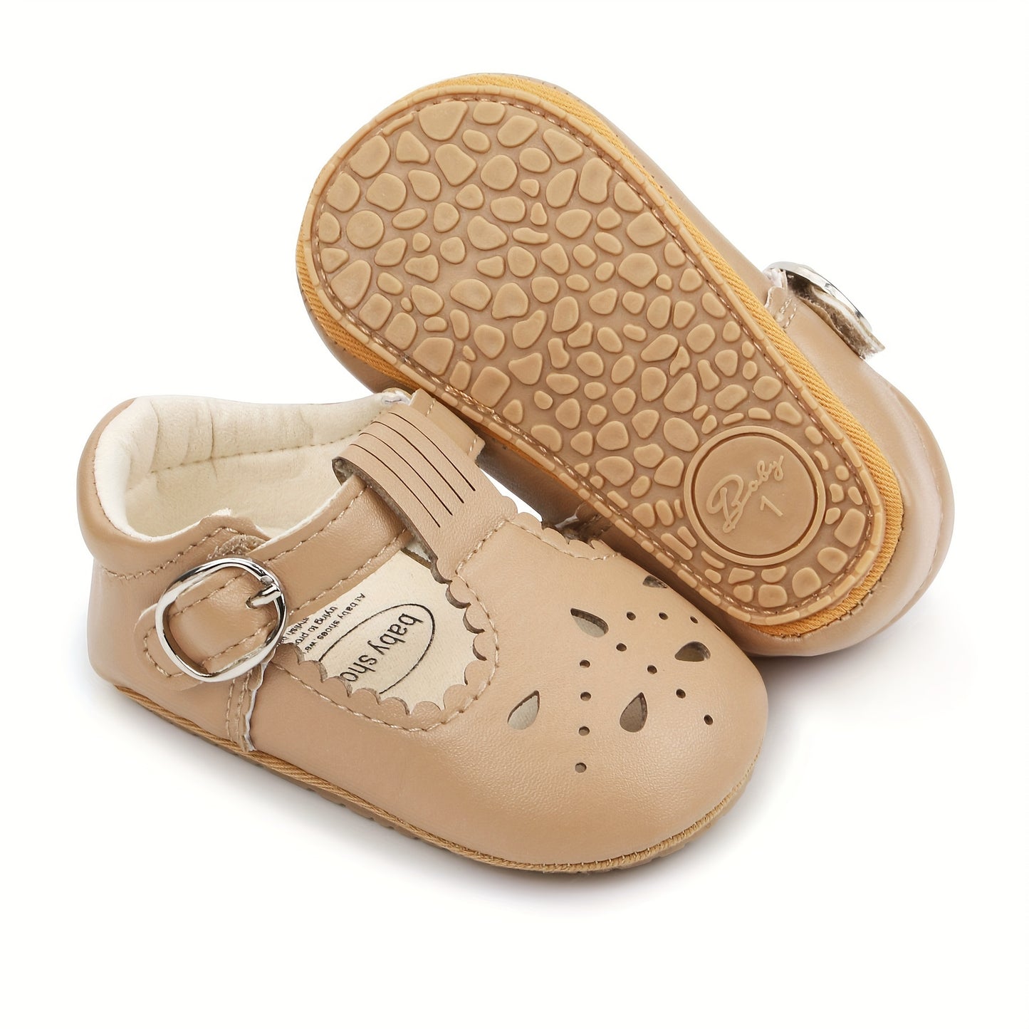 Cute Breathable Mary Jane Shoes For Baby Girls Lightweight Non Slip Soft Sole