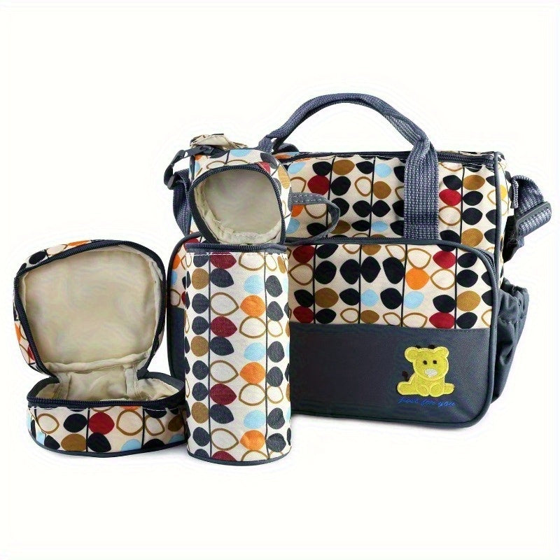 5 Piece Nappy Diaper Bag Set with Changing Pad and Insulated Pockets for Travel