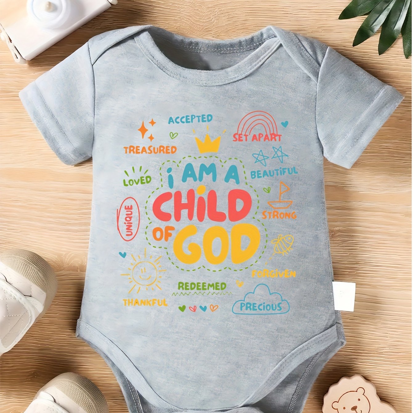 Adorable I Am A Youngster Of God Print Cotton Bodysuit for Family Matching Events