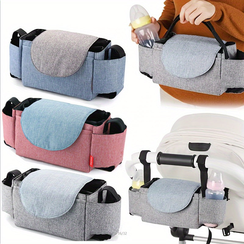 2pcs Universal Stroller Organizer Bag With Cup Holders, Stroller Accessories, Baby Diaper Bag