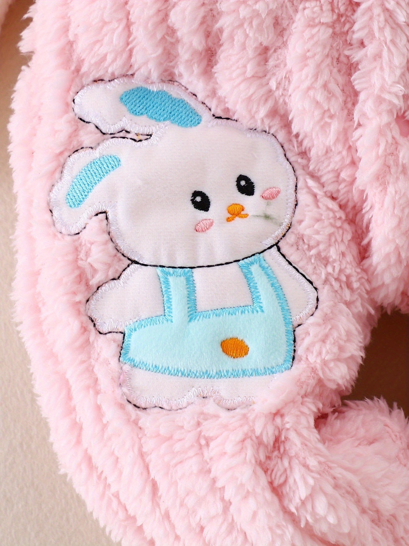 Baby Girl Winter Onesie Warm Pink Bunny Suit Foot Pockets