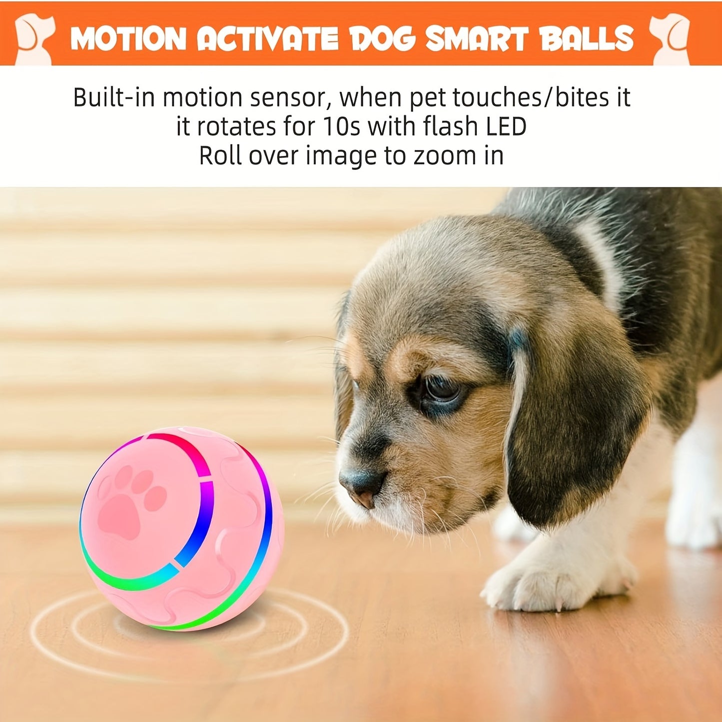 Intelligent Pet Dog Bouncing Ball with Colorful Lights for Medium to Large Dogs