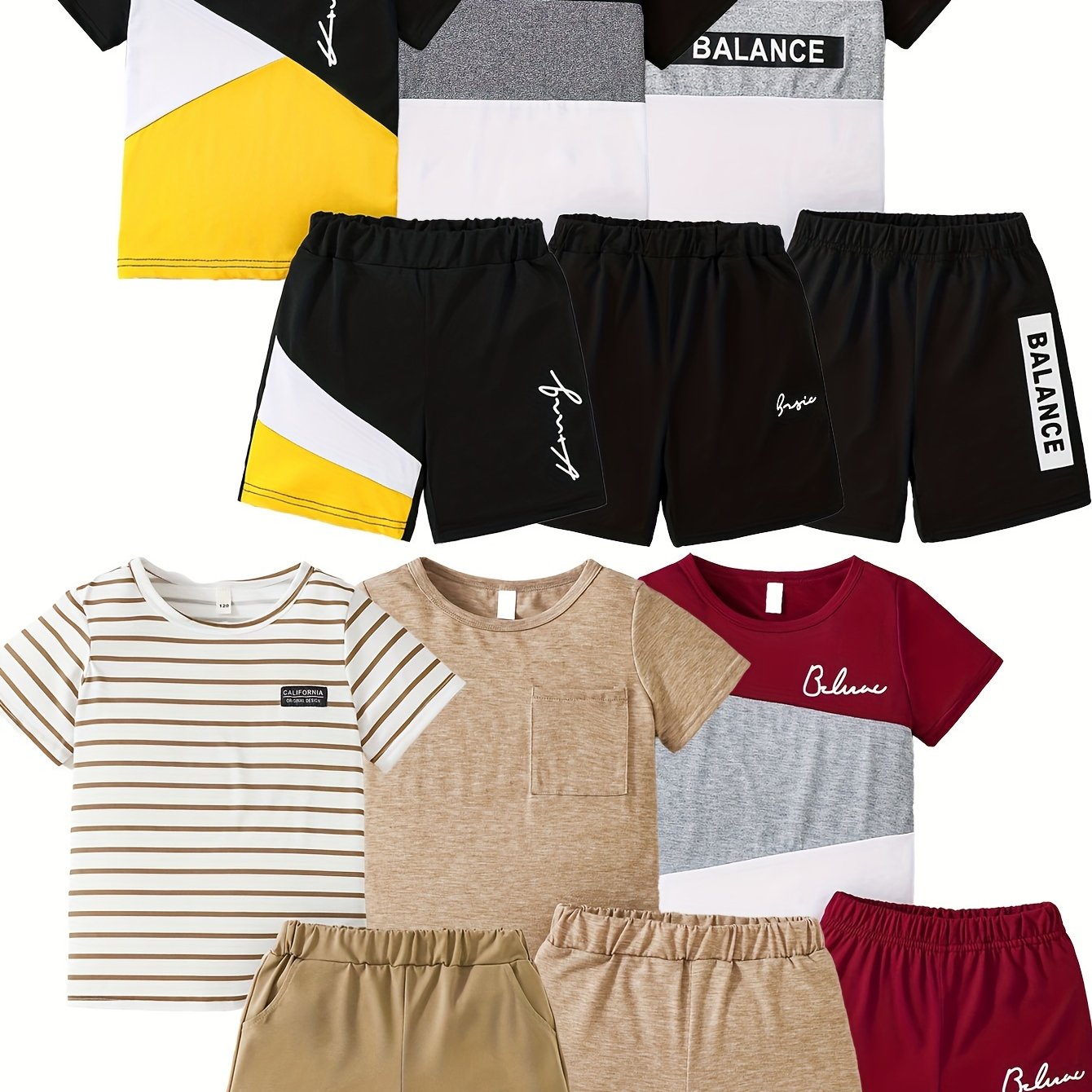 [Summer Boys Shorts] 12pcs Summer Boys Fashion Shorts Suit | Targeted Development Of New Printed Casual Suit